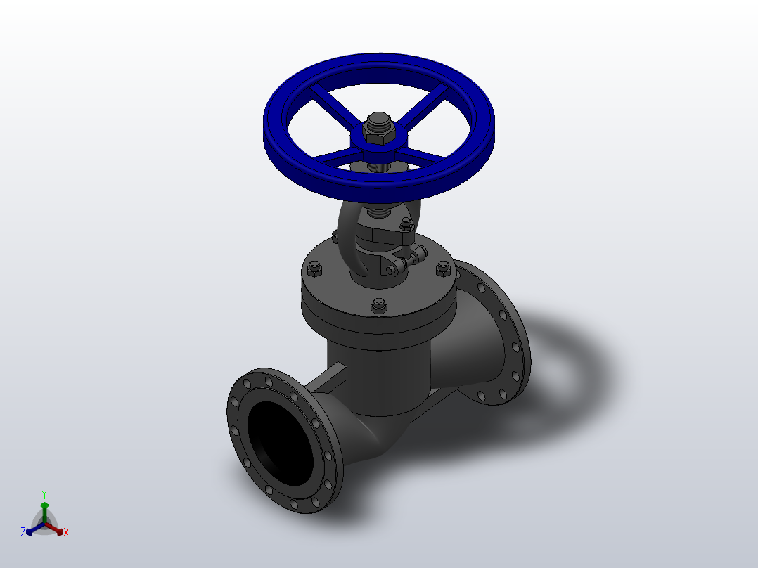 法兰截止阀[1.6-DN200-法兰截止阀]正等轴测图