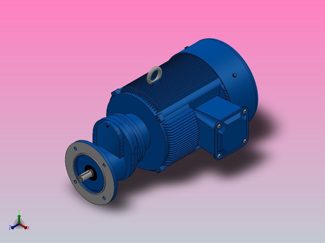 RXF57法兰轴伸式安装斜齿轮减速机RX57-Y5.5-4P-132S-M1-0°-Φ200正等轴测图