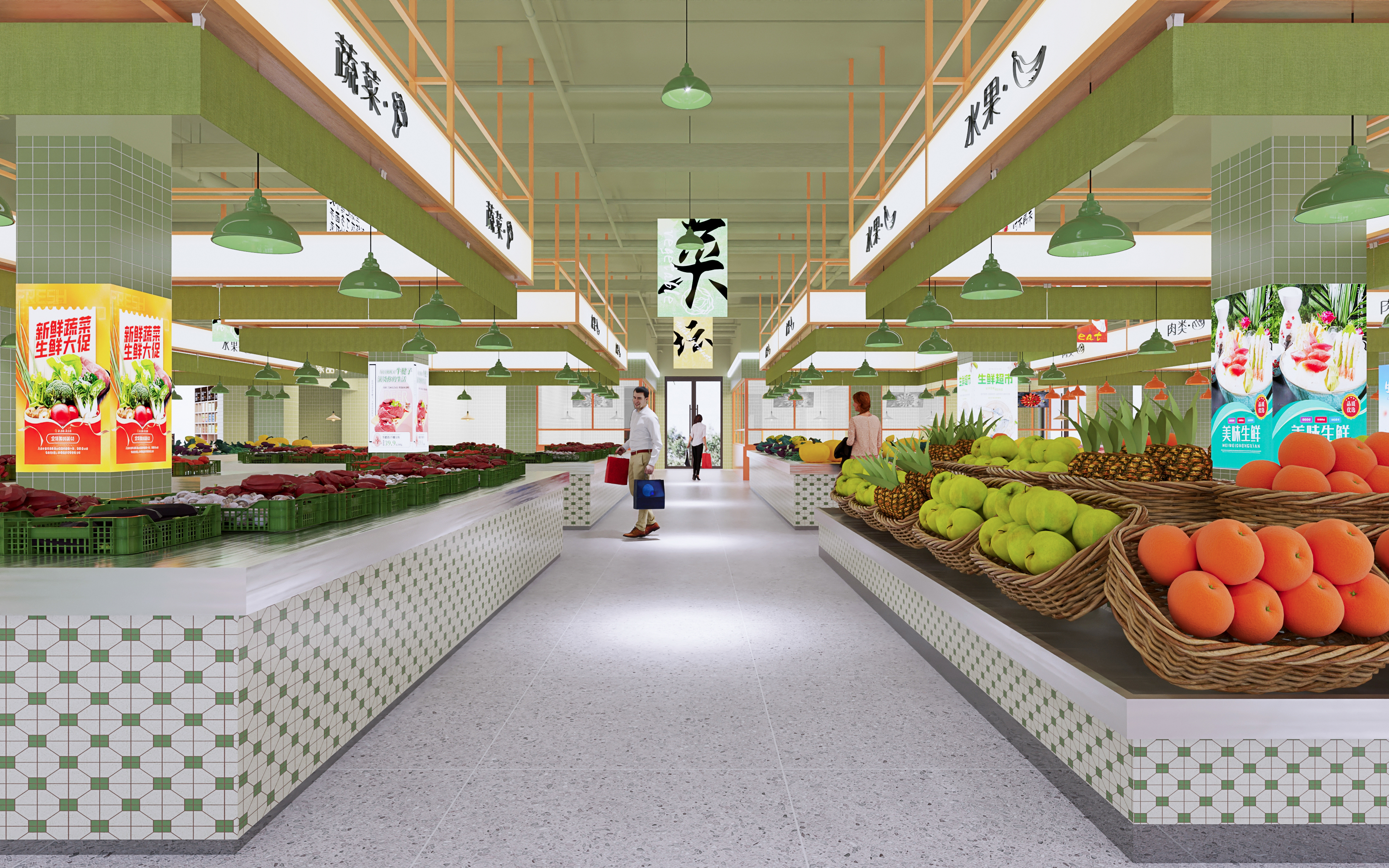 农贸市场施工图+效果图+材料说明