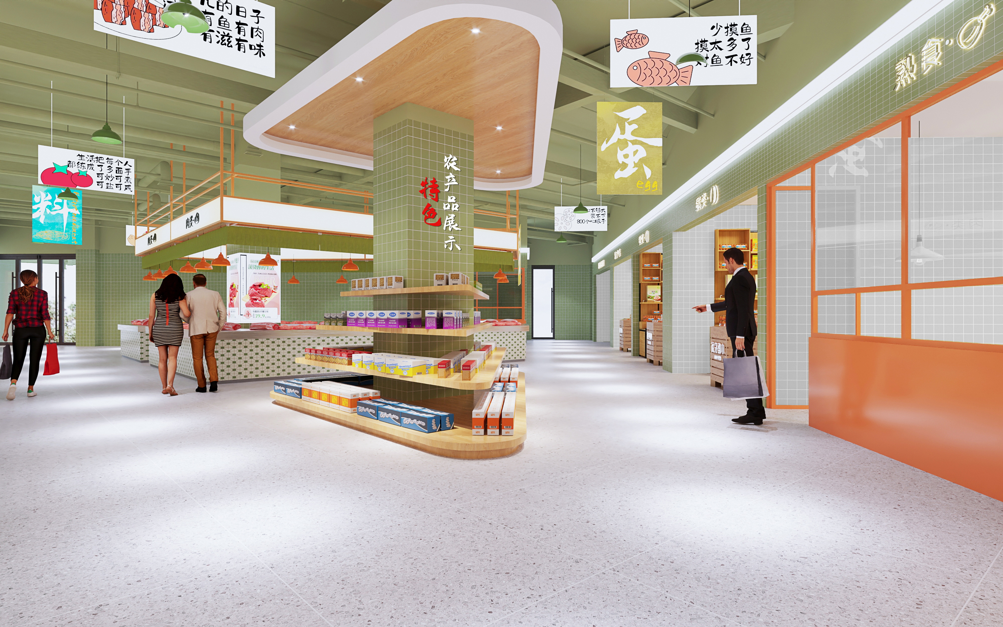 农贸市场施工图+效果图+材料说明
