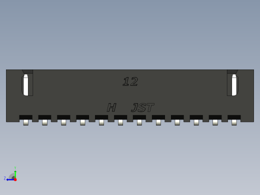 黑色JST XH 12针连接器P 2 54mm有角度右视缩略图