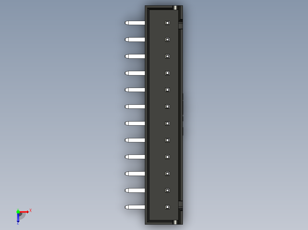 黑色JST XH 12针连接器P 2 54mm有角度俯视图