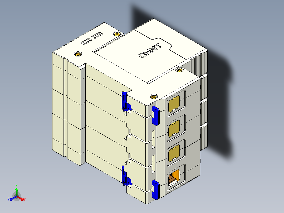 NXU-ⅡG 3P&amp;N电涌保护器三维模型202203 主视图