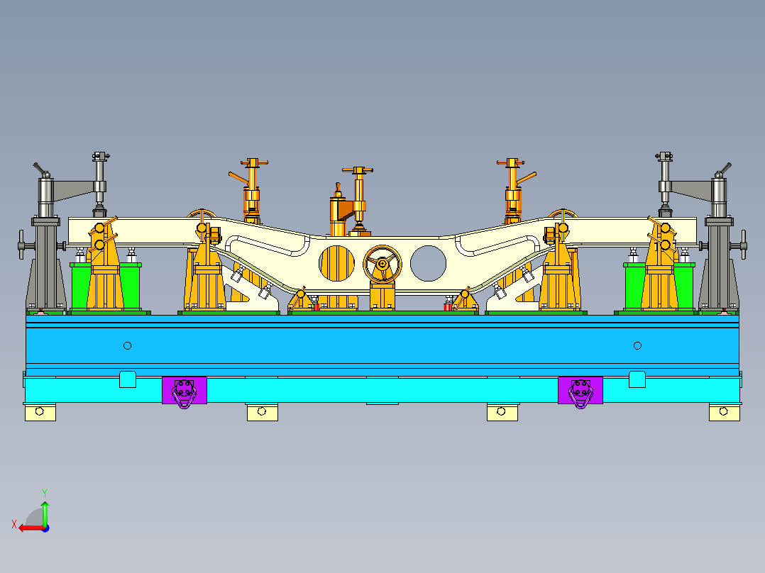 列车转向架侧梁焊接夹具后视图