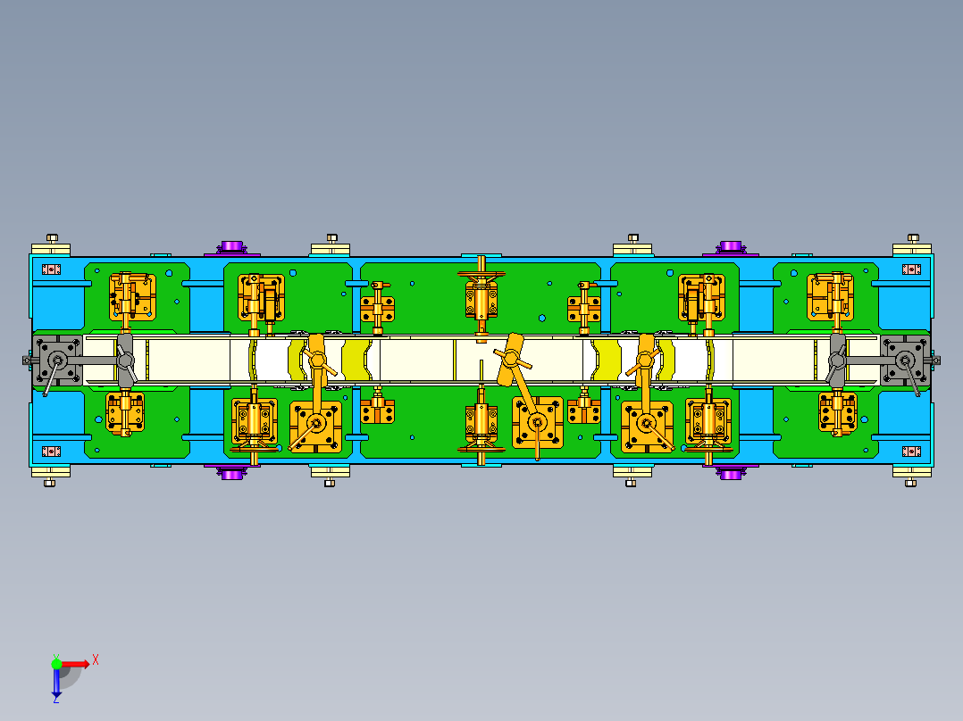 列车转向架侧梁焊接夹具俯视图