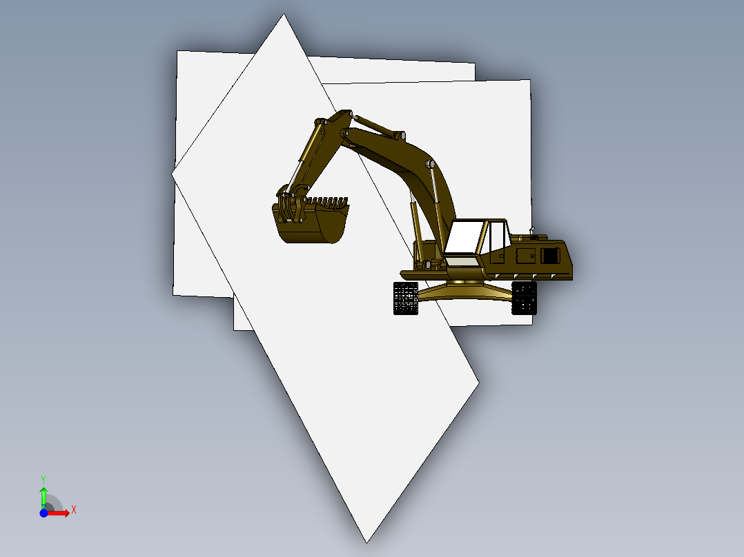 挖掘机模型前视图