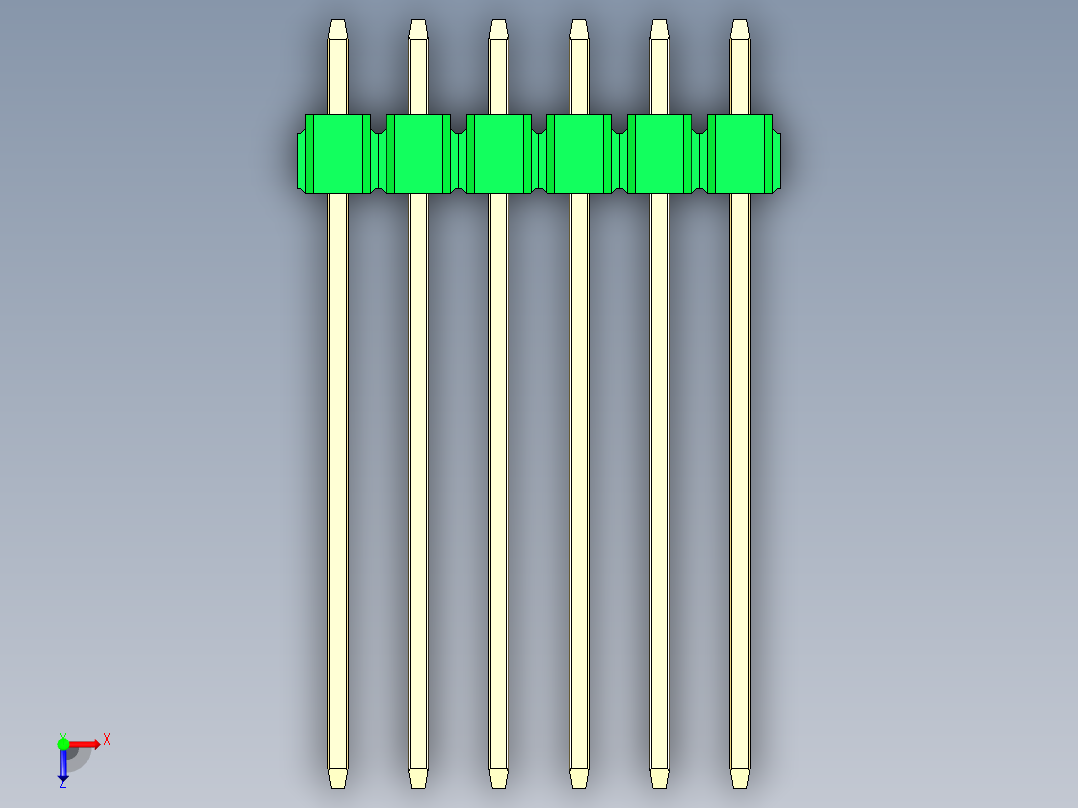 彩色公头100mil（2.54mm）系列-DS1021_green_3x06p_100mil_Type19_rev1.0俯视图
