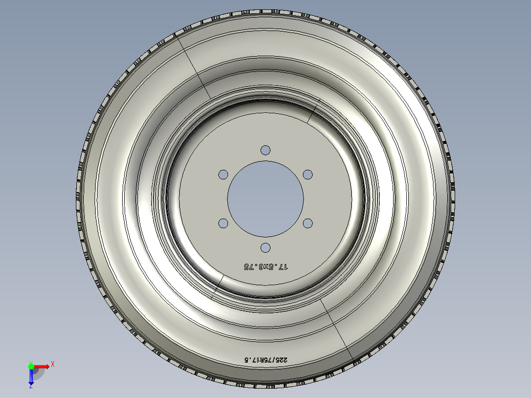 车轮225-75R17.5俯视图