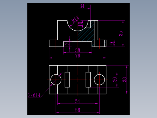 CAD格式机械制图二维100例练习-47 轴瓦座二视图