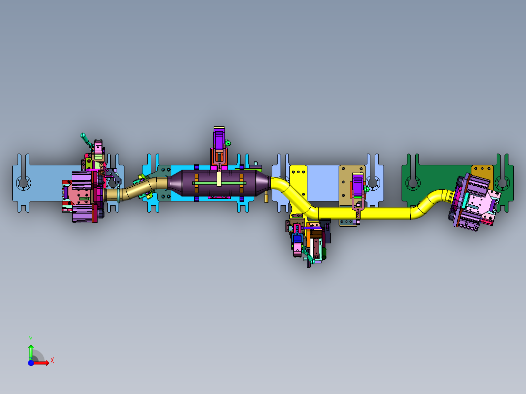c61x排气管工装前视图