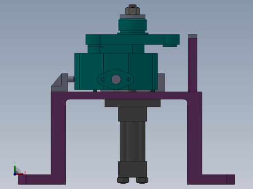 1G107--A型齿轮油泵泵体安装板底面铣夹具设计（气动夹具+三维）前视缩略图