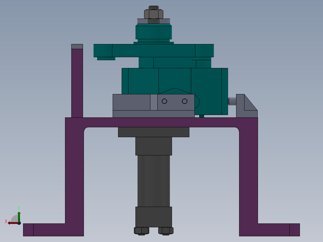 1G107--A型齿轮油泵泵体安装板底面铣夹具设计（气动夹具+三维）后视图