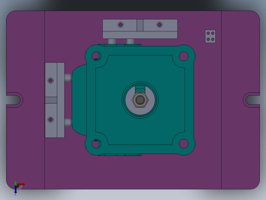 1G107--A型齿轮油泵泵体安装板底面铣夹具设计（气动夹具+三维）俯视缩略图