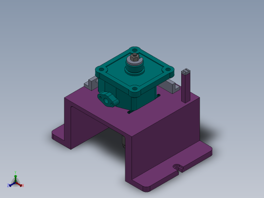 1G107--A型齿轮油泵泵体安装板底面铣夹具设计（气动夹具+三维）正等轴测缩略图