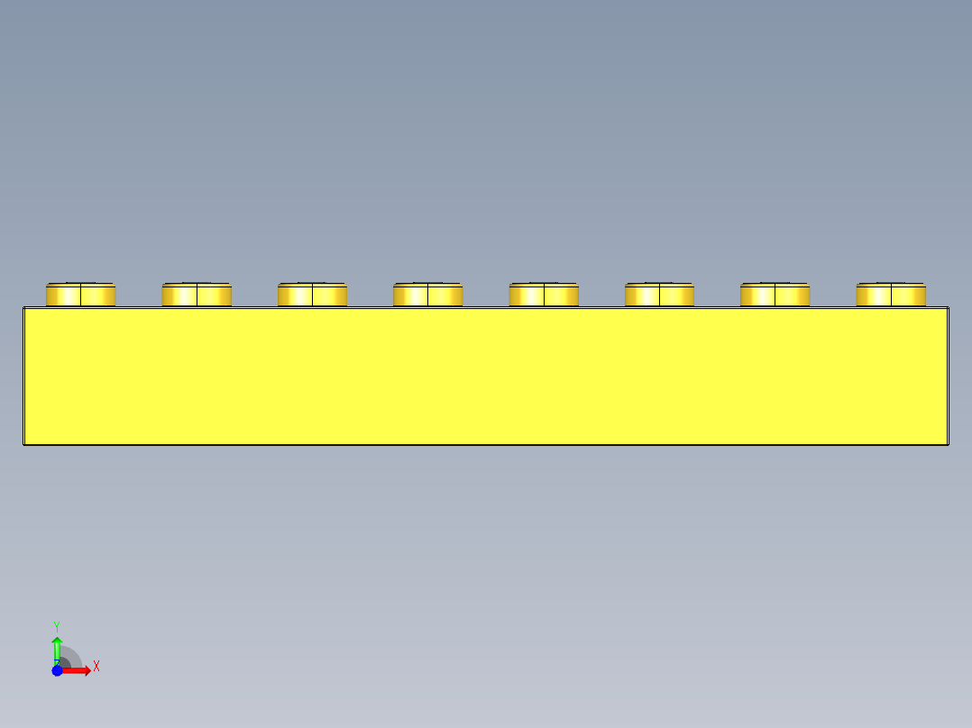 乐高套装 4421基本积木-300724 Bright Yellow Brick 2 x 8.STEP前视图