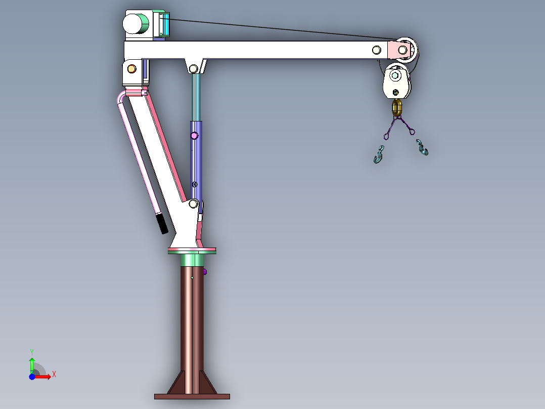 皮卡便携式伸缩臂吊臂起重机前视图