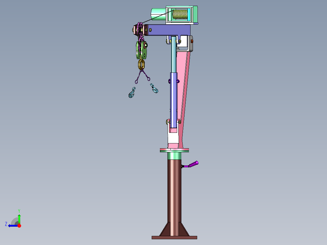 皮卡便携式伸缩臂吊臂起重机右视图