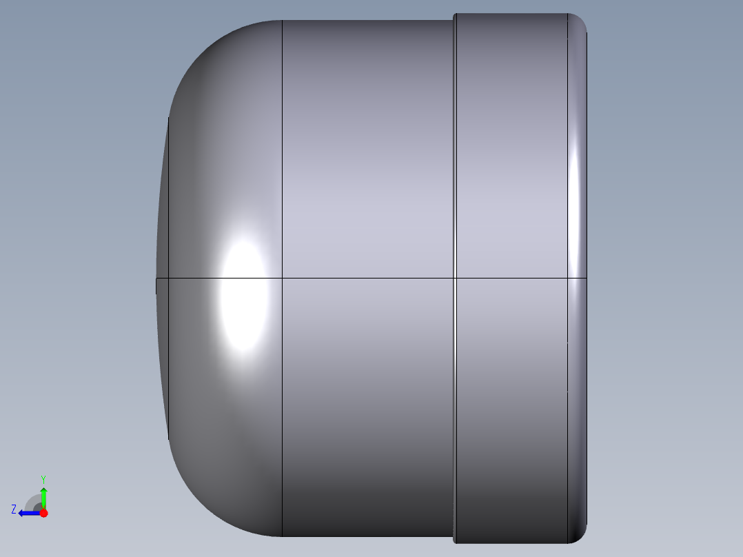 10CIV 带有溶剂焊接插座的端盖右视图