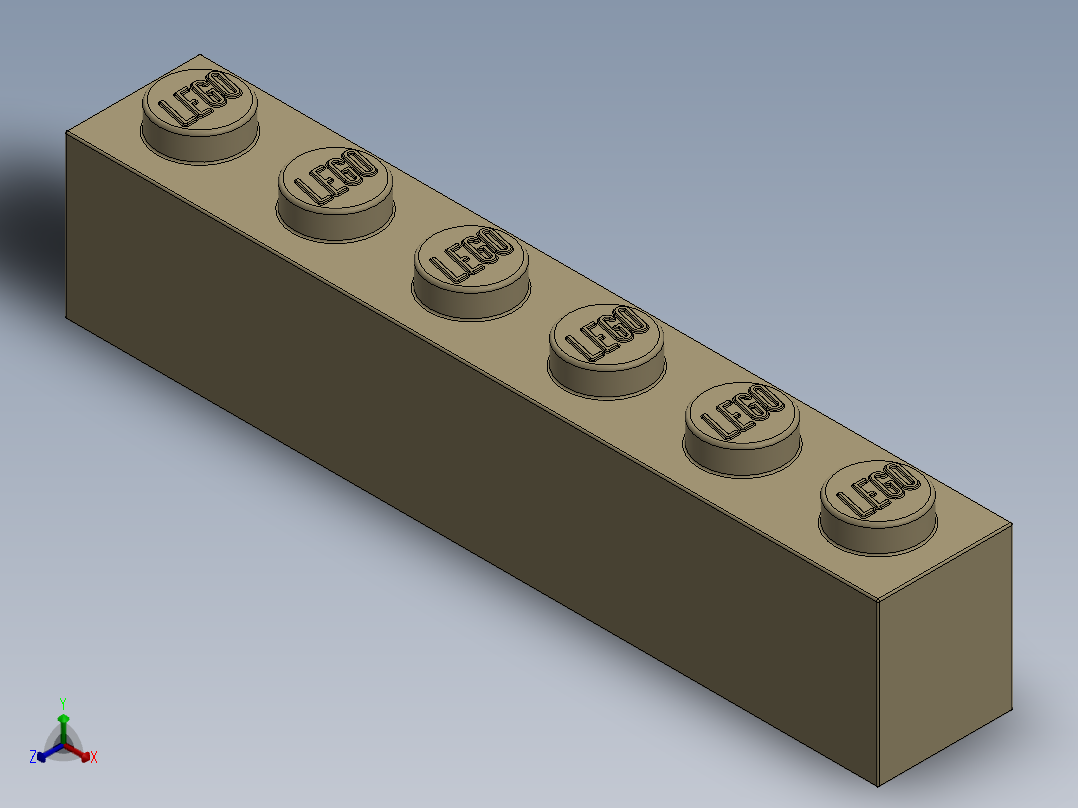 乐高套装 4421基本积木-4112982 - 3009 Brick Yellow - Tan Brick 1 x 6.SLDPRT正等轴测图