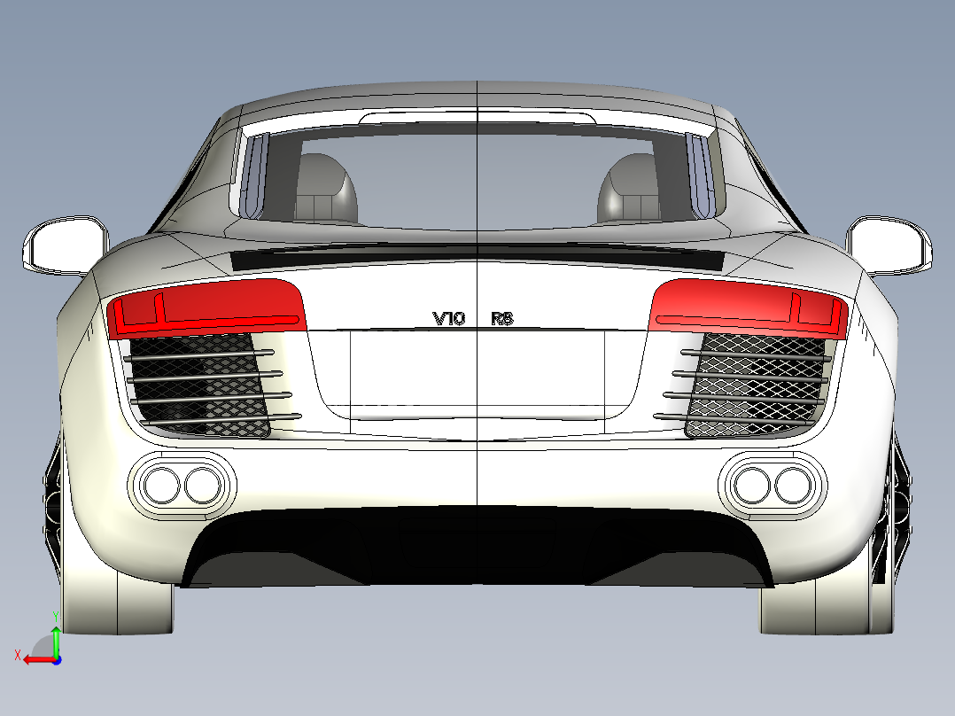 B2004416-奥迪R8白色后视图