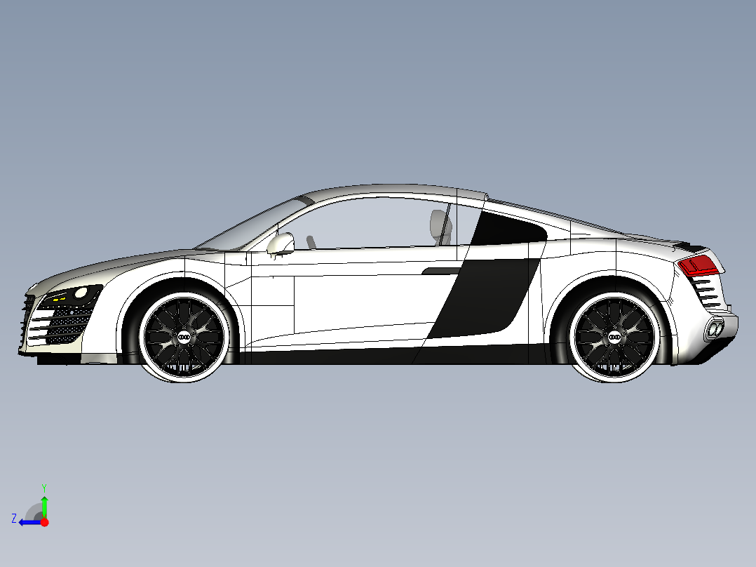 B2004416-奥迪R8白色右视图