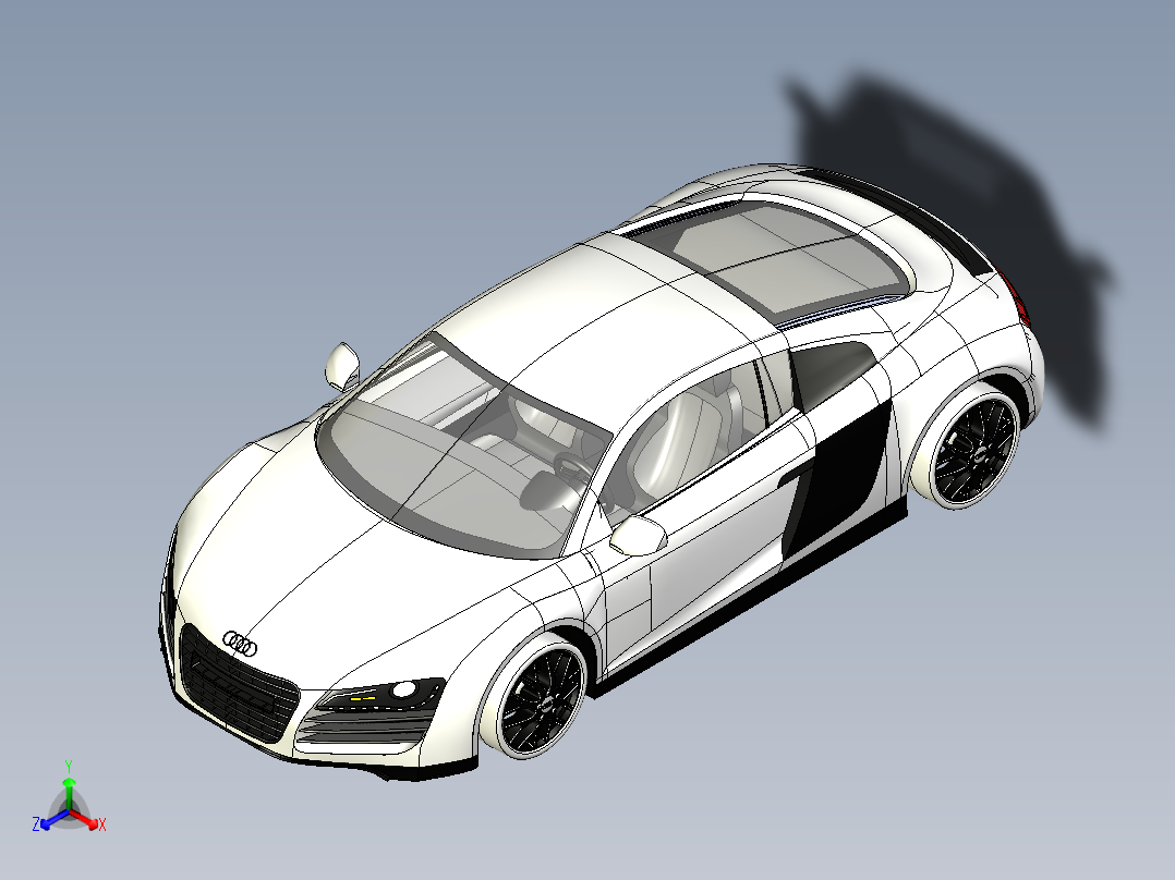 B2004416-奥迪R8白色正等轴测图