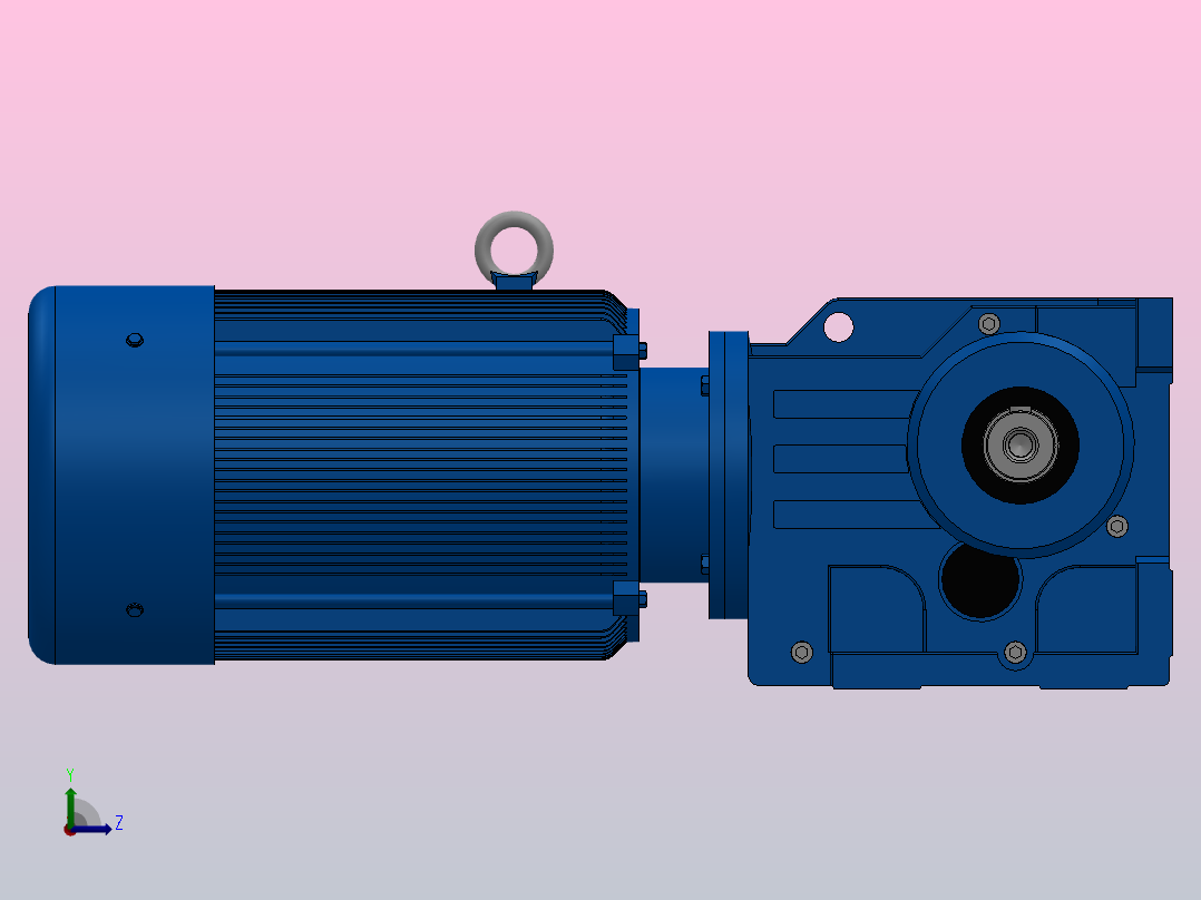 K87底脚轴伸式安装螺旋锥齿轮减速机K87-YV15-4P-19.45-M1-0°-B左视图