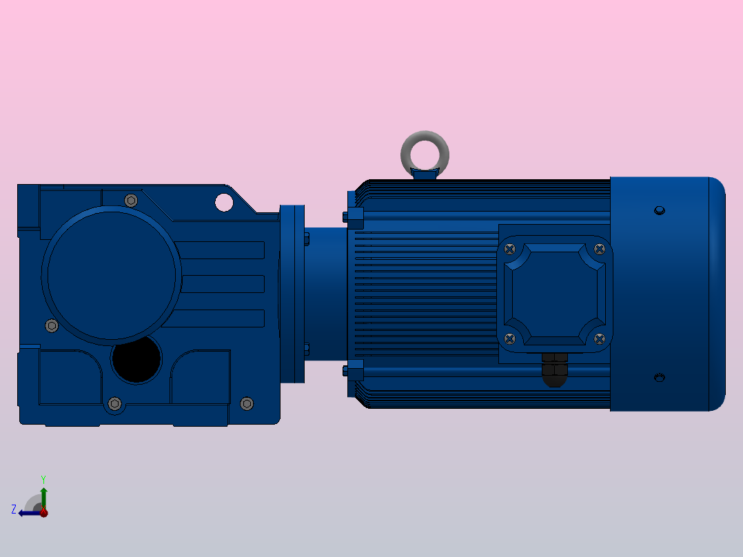 K87底脚轴伸式安装螺旋锥齿轮减速机K87-YV15-4P-19.45-M1-0°-B右视图