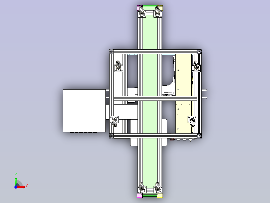 某手机电池测试生产线3D图纸前视图