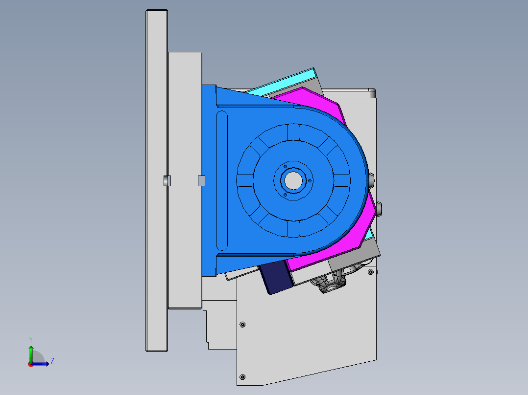 汽车转向节四轴加工夹具左视图