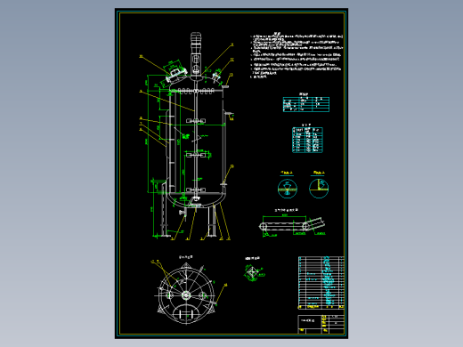 餐厨垃圾厌氧发酵沼气发电cad图纸设备布置图流程图发酵罐图cad图