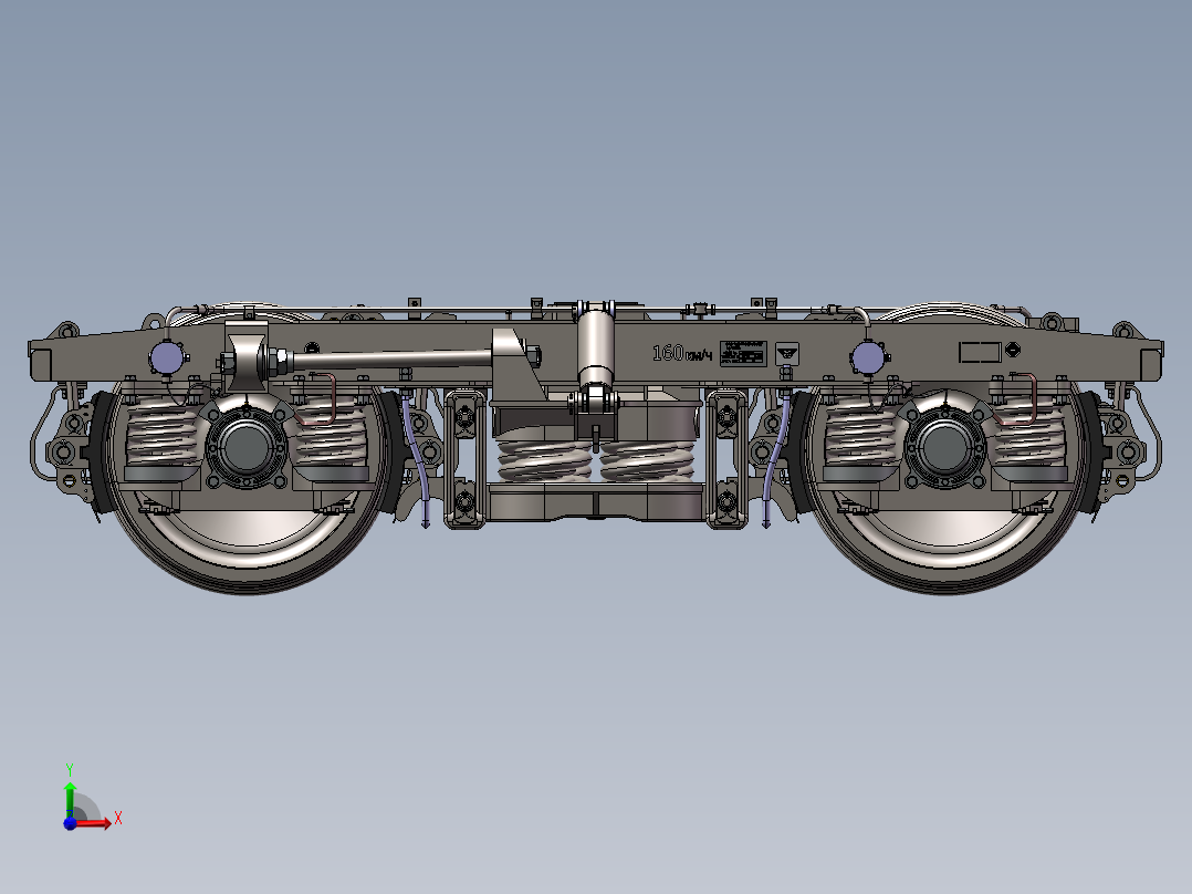 13套转向架3d图纸 机车、高铁动车转向架3d图纸 火车转向架3d模型前视图