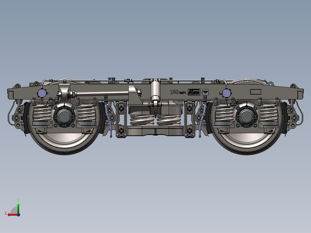 13套转向架3d图纸 机车、高铁动车转向架3d图纸 火车转向架3d模型后视图