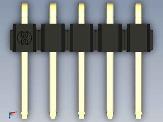 彩色公排针 100mil 2.54mm 系列-DS1022_black_1x05p_100mil_TypeD_rev1.0俯视缩略图