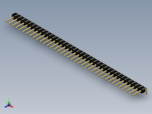 彩色公排针 100mil 2.54mm 系列-DS1022_black_1x38p_100mil_TypeD_rev1.0