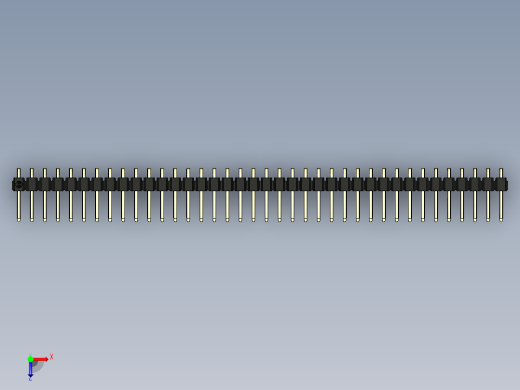 彩色公排针 100mil 2.54mm 系列-DS1022_black_1x38p_100mil_TypeD_rev1.0俯视缩略图