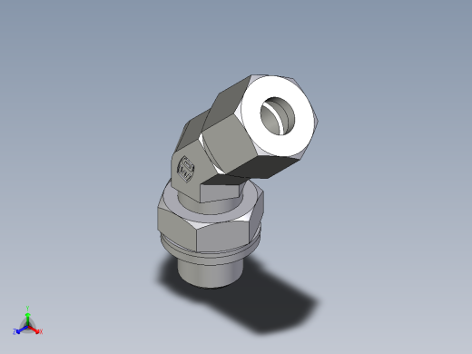 卡套式工业通用硬管接头EO_Adjustable_locknut_45_deg_elbow_VEE08ZLRCF正等轴测缩略图