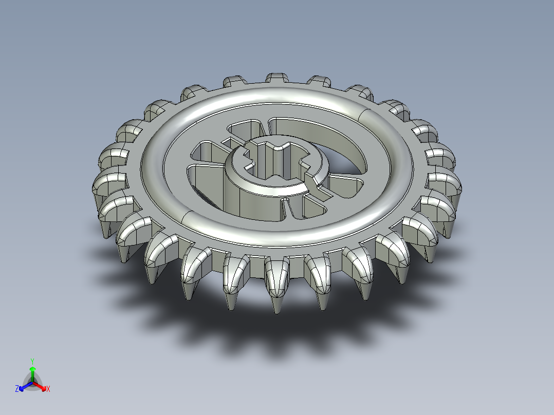 3650 OldGray Technic Gear 24 Tooth Crown Type III (x pattern).STEP正等轴测图