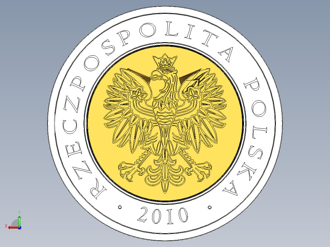 五枚波兰兹罗刻硬币后视图