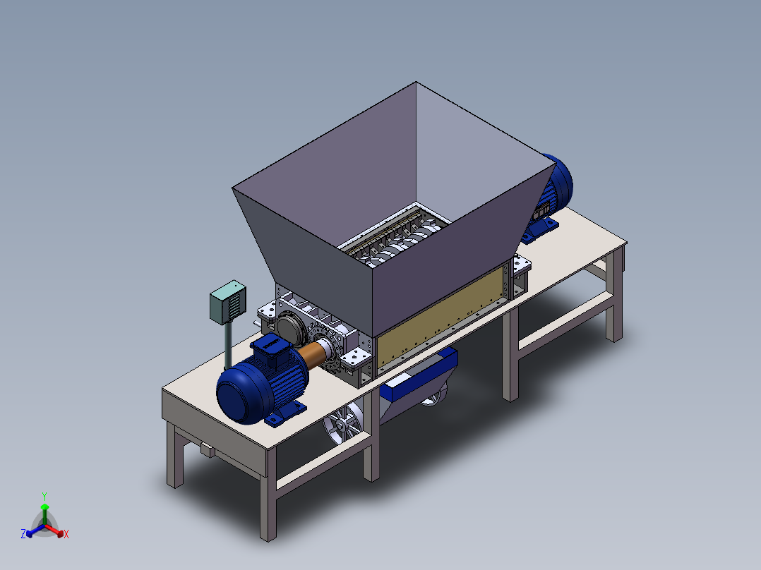 石头粉碎机sw18可编辑正等轴测图