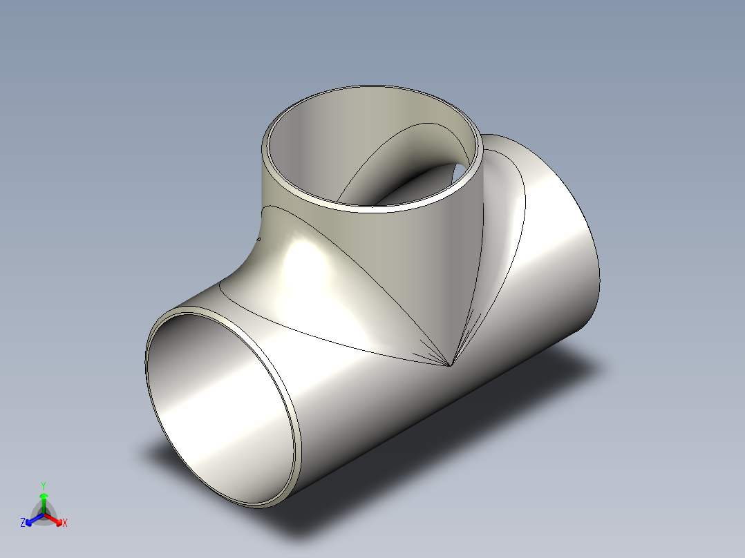 B3004547-3寸等径三通管主视图