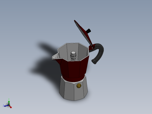 八角双阀摩卡壶-3D模型MF250