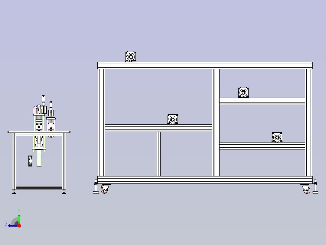 N95刀模一体打片机设备3D图右视图