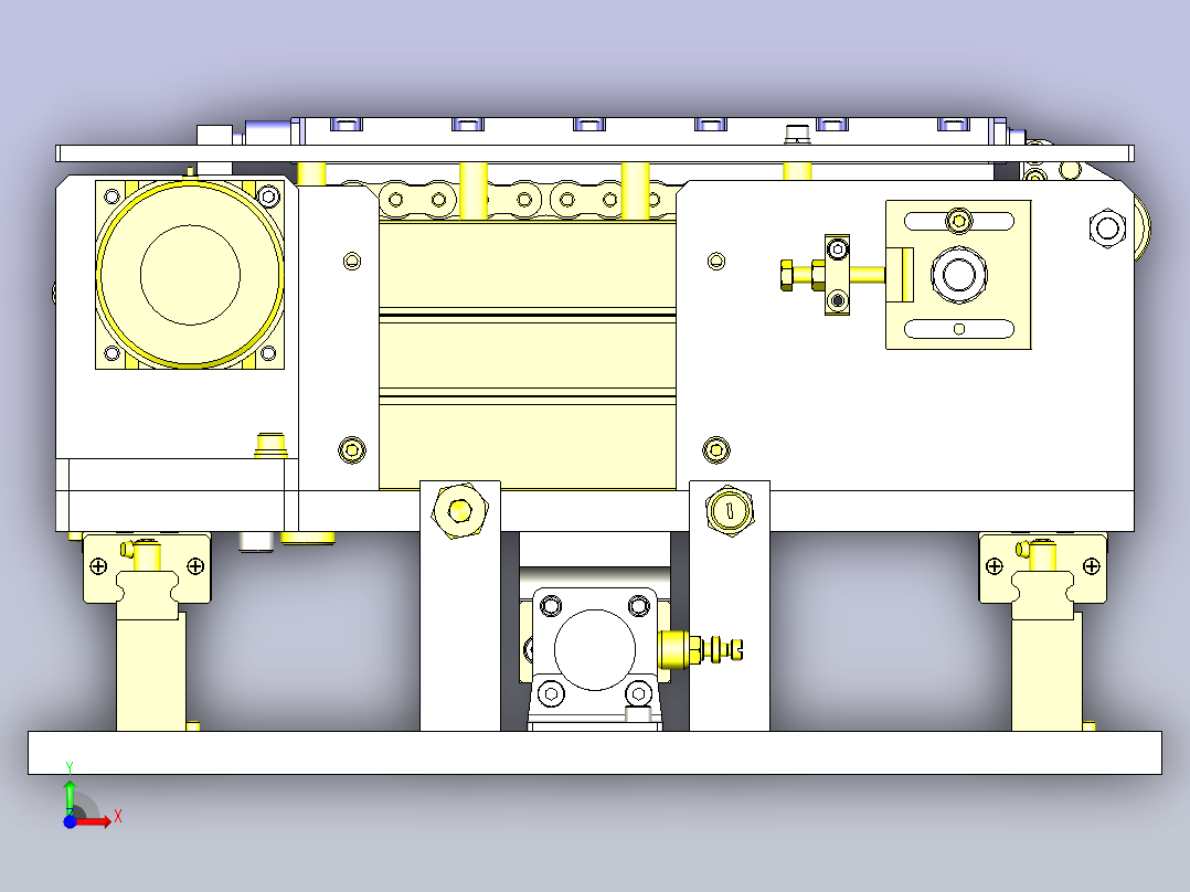 一款平行（相同方向）输送机转移装置3D图纸前视图