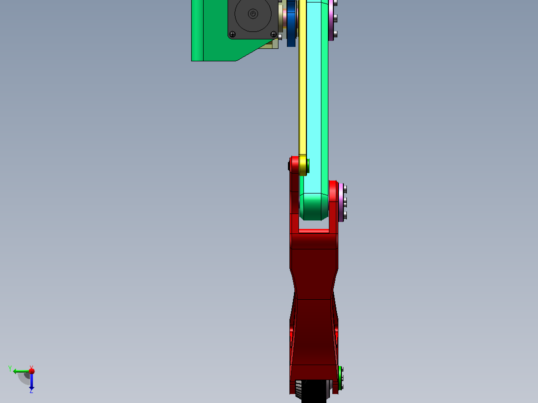 行走机器人机械腿结构设计（SW+CAD+说明书）主视图