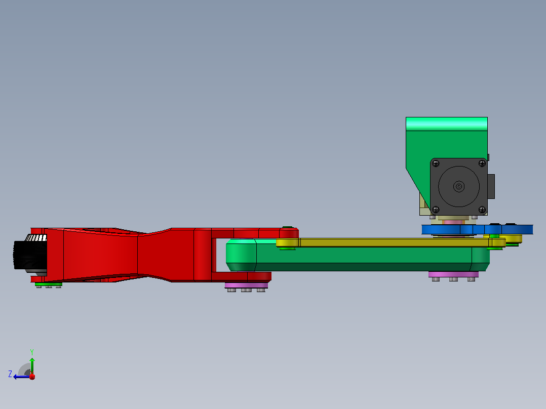 行走机器人机械腿结构设计（SW+CAD+说明书）右视图