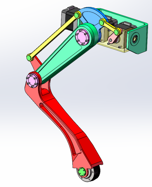 行走机器人机械腿结构设计（SW+CAD+说明书）缩略图