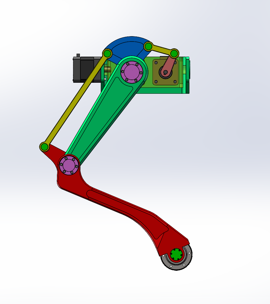 行走机器人机械腿结构设计（SW+CAD+说明书）