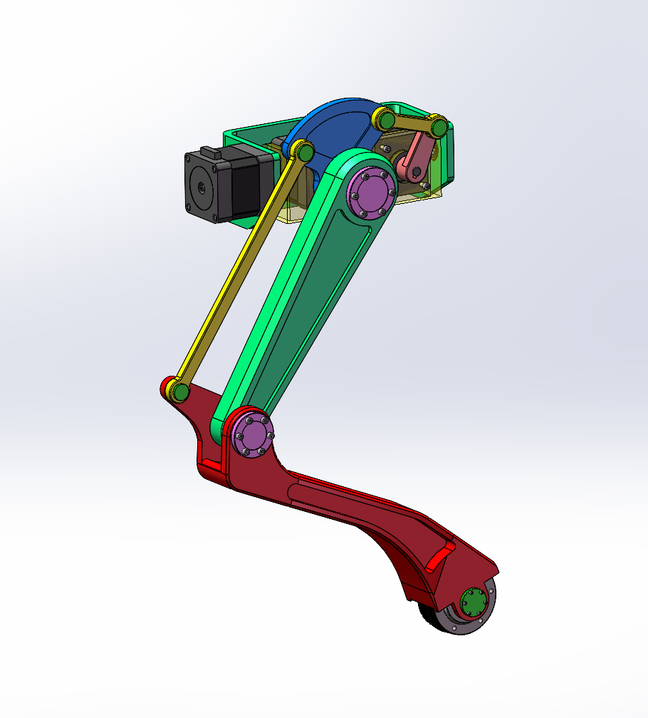 行走机器人机械腿结构设计（SW+CAD+说明书）
