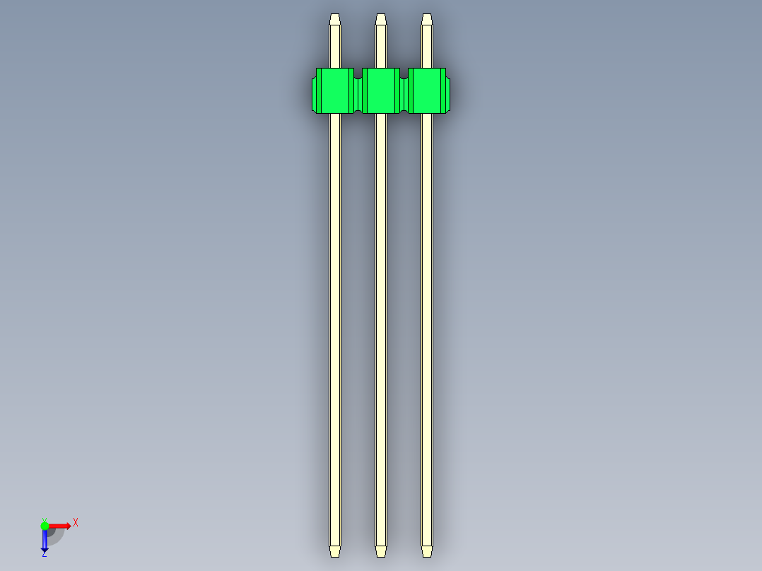彩色公头100mil（2.54mm）系列-DS1021_green_3x03p_100mil_Type43_rev1.0俯视图